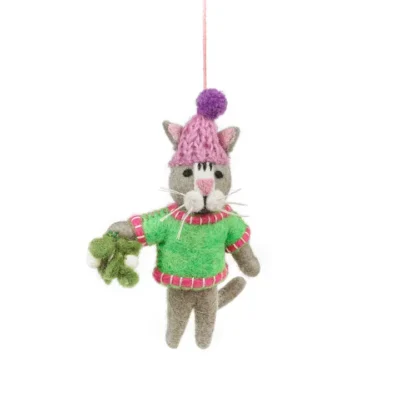 Handmade Felt Mistletoe Meows Christmas Cat Dec - Due Sept
