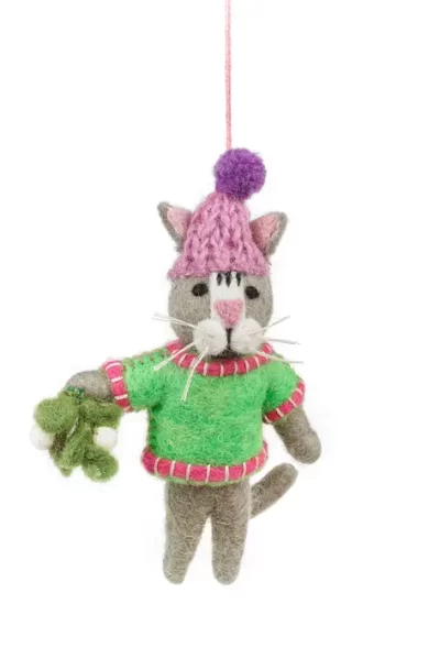 Handmade Felt Mistletoe Meows Christmas Cat Dec - Due Sept